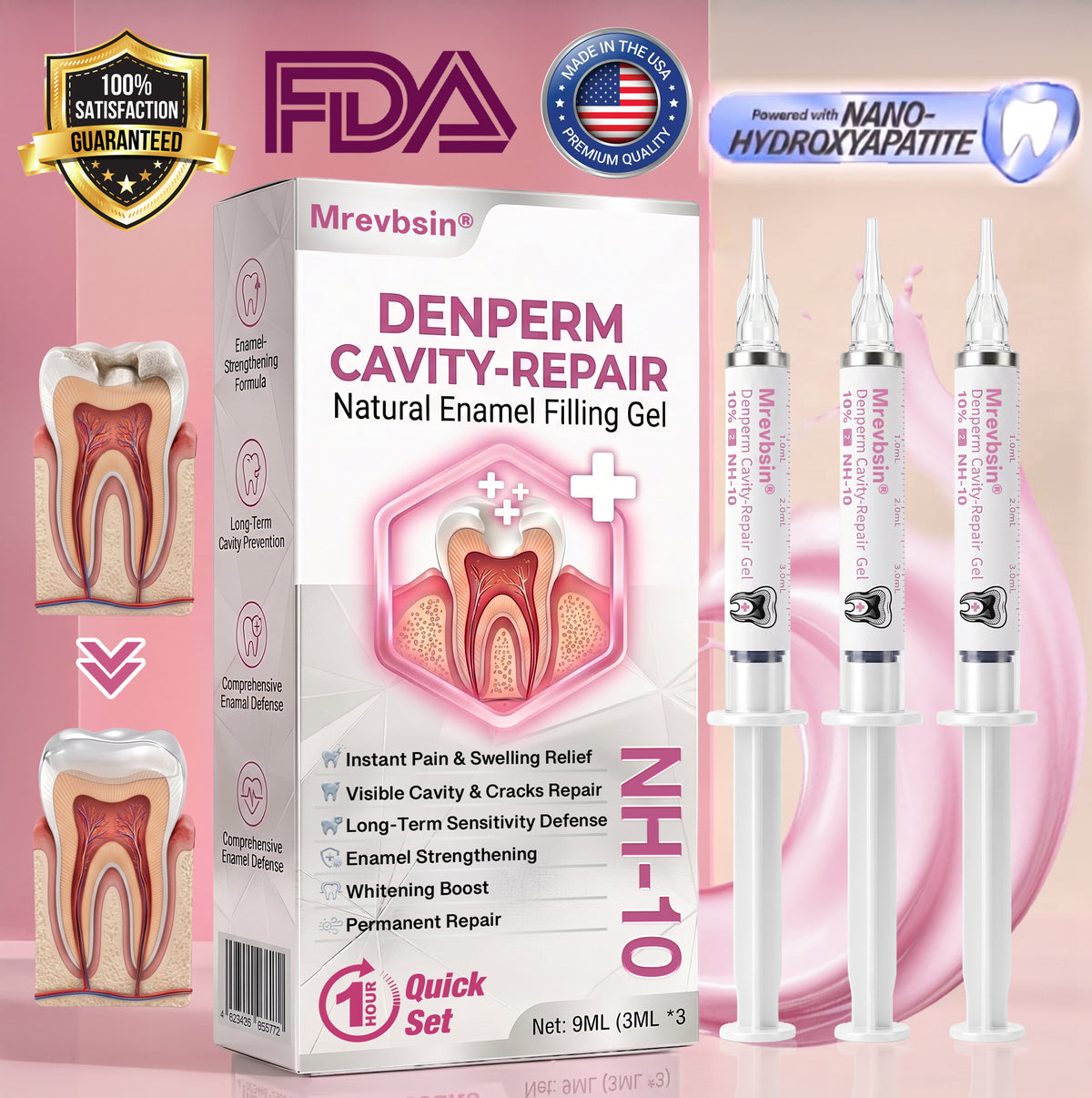 Mrevbsin® 👩‍⚕️ DenPerm Cavity-Repair Natural Enamel Filling Gel