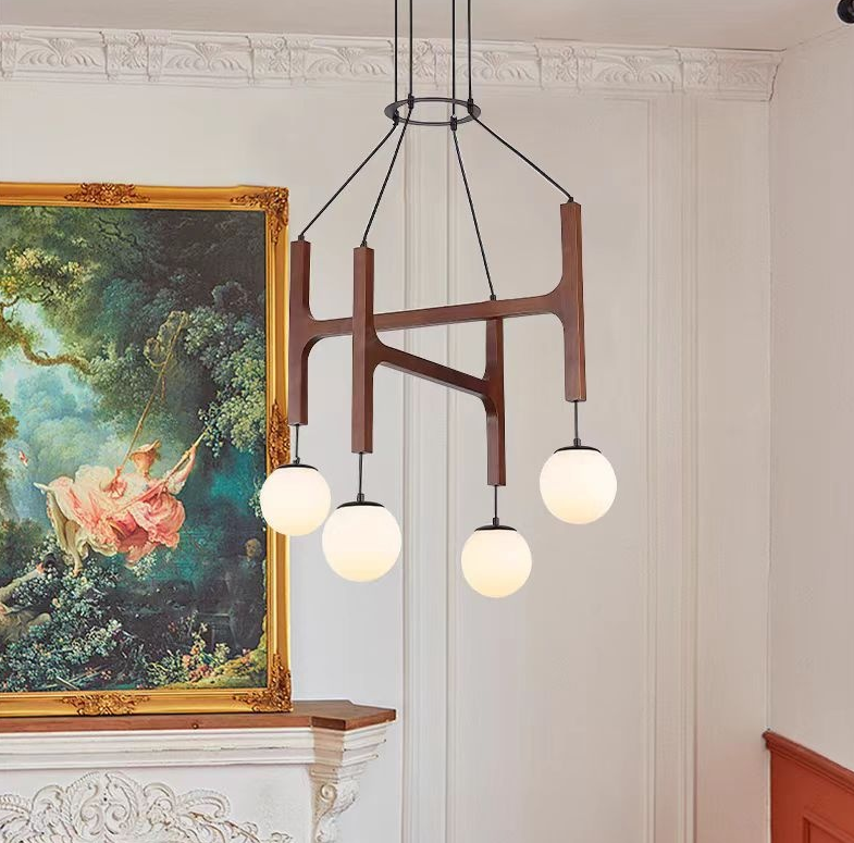 Living Room Chandelier Solid Wood Stairs Dining-room Lamp