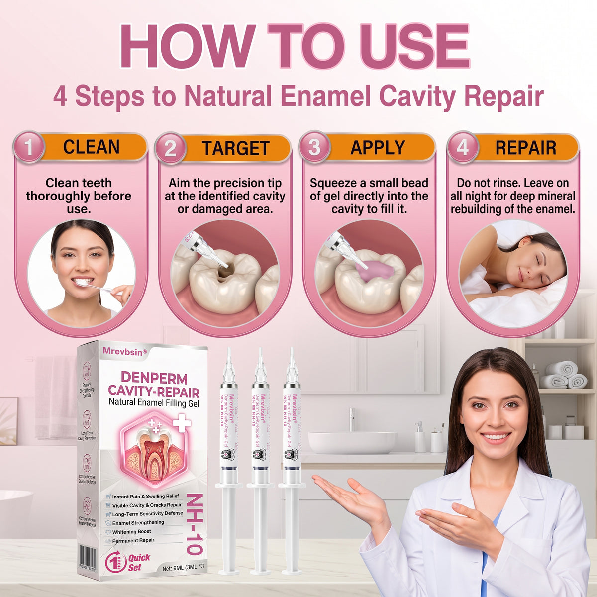 Mrevbsin® 👩‍⚕️ DenPerm Cavity-Repair Natural Enamel Filling Gel