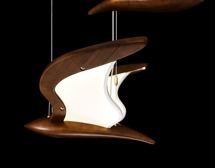 Solid Wood Chandelier Creative Design White Ash Lighting Fixture