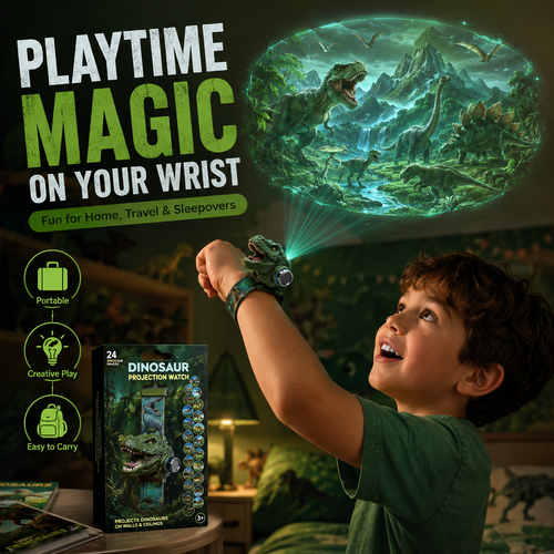 𝐁i𝐥𝐥𝐡𝐨𝐥® 3D Dinosaur Projection Watch Realistic T-Rex Design, Safe Soft Strap for Kids Ages 3+