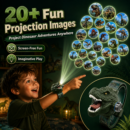 𝐁i𝐥𝐥𝐡𝐨𝐥® 3D Dinosaur Projection Watch Realistic T-Rex Design, Safe Soft Strap for Kids Ages 3+