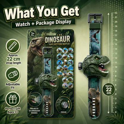 𝐁i𝐥𝐥𝐡𝐨𝐥® 3D Dinosaur Projection Watch Realistic T-Rex Design, Safe Soft Strap for Kids Ages 3+