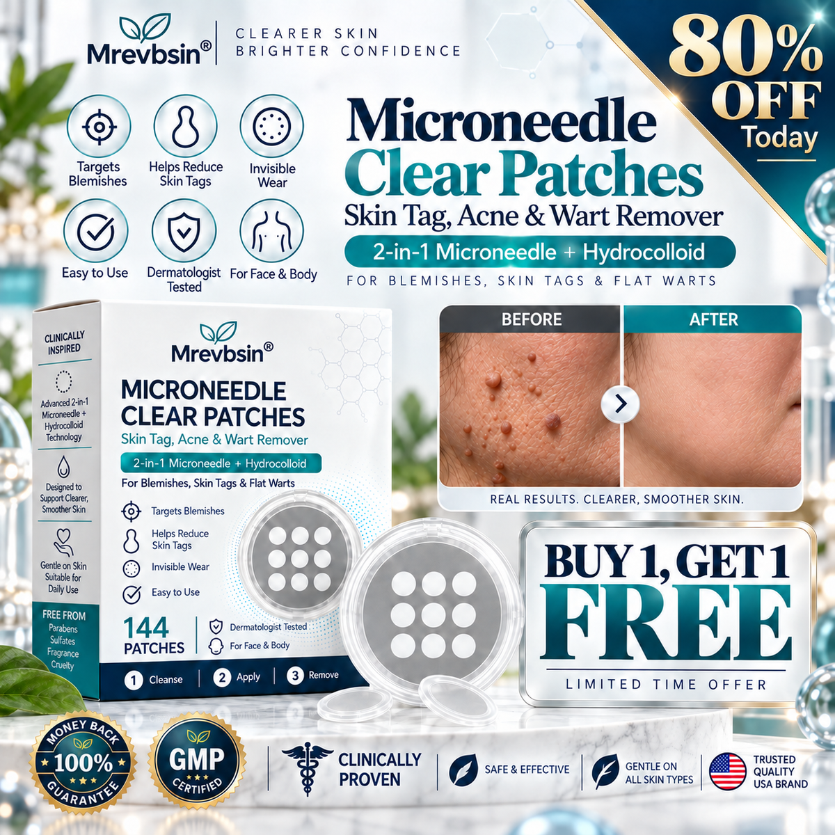 Mrevbsin® Botanical Microneedle Hydrocolloid Patch