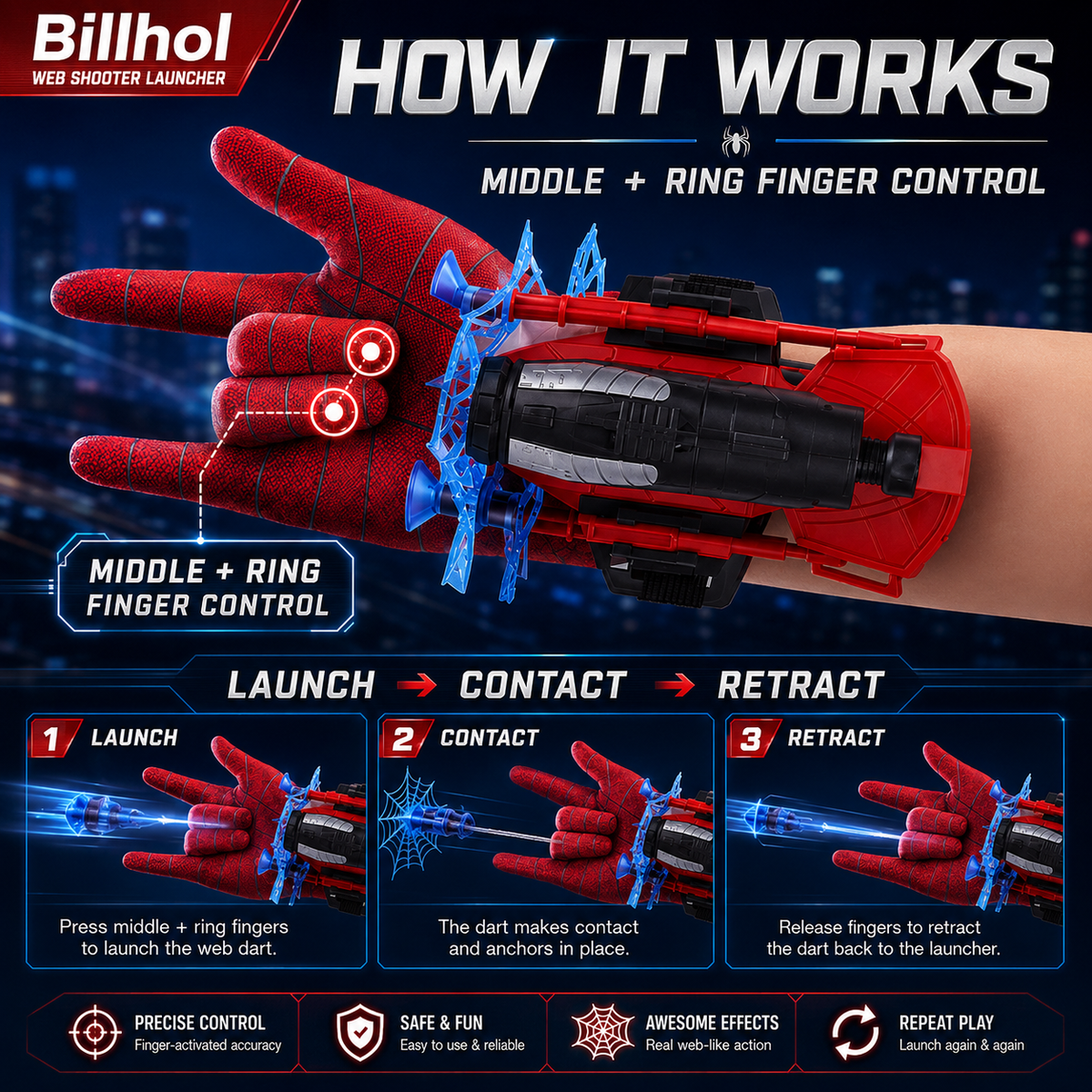 Billhol®🕸 Web Shooter Launcher – Premium Hero Action Collection