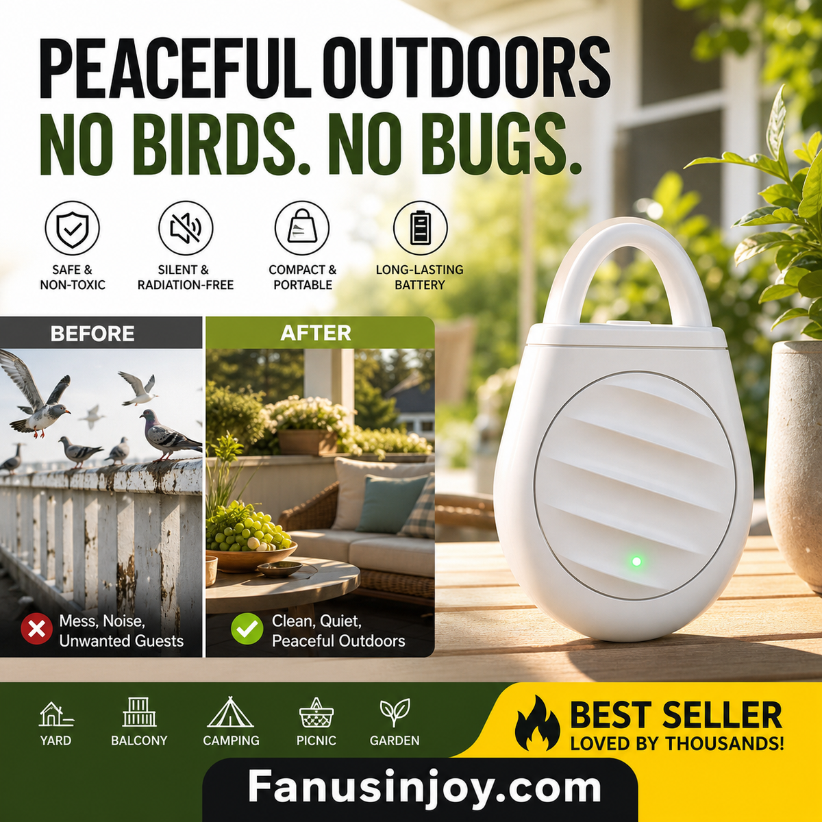 Billhol® Portable Ultrasonic Pest & Bird Repellent Keychain — product image 2