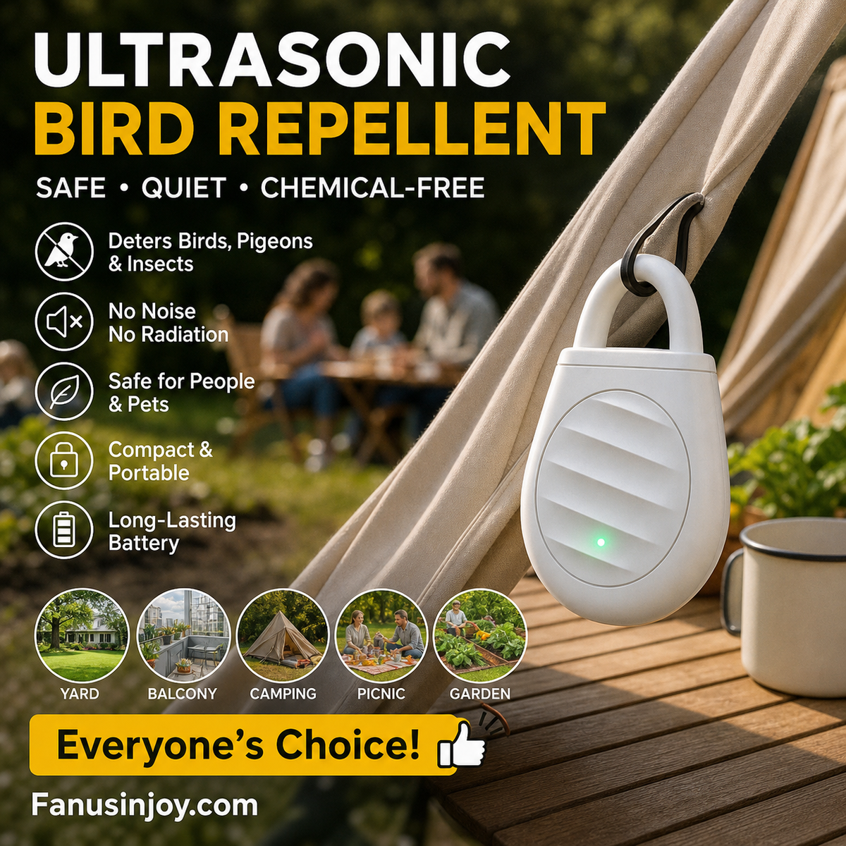 Billhol® Portable Ultrasonic Pest & Bird Repellent Keychain — product image 1